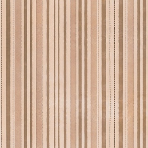 Rustic Linen Stripes Terracotta Brown Vertical