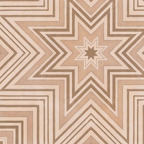 Rustic Linen Striped Star Shape Terracotta Brown