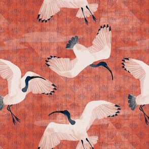 Vintage Ibis on red art deco