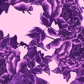 Deep  Violet Peonies Versatile Floral Print for Home & Apparel