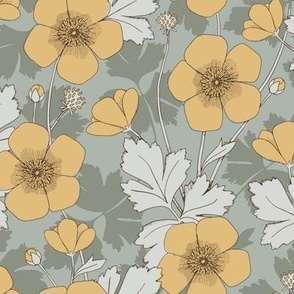 Bold Buttercups in Vintage Sage