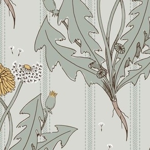 Dandelion Stripe | Sage Green | Large Scale | Wallpaper and Decor