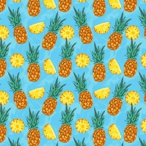 Bright pineapple on blue