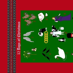 Twelve Days of Christmas Tea Towel Ribbons and  Bearded Collies