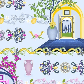 Capri Villa Wallpaper (Blue - 24in)