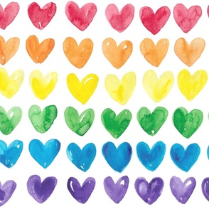 watercolor pride rainbow color hearts