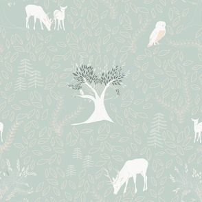 Into the Forest on Mint Green- Large 41"x41"- Wallpaper