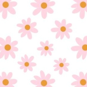 pink daisy yellow bud flowers fresh spring pattern