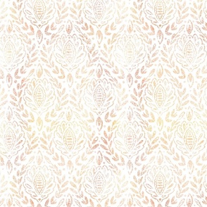 Distressed Antique Rose Gold Damask Leaves on white