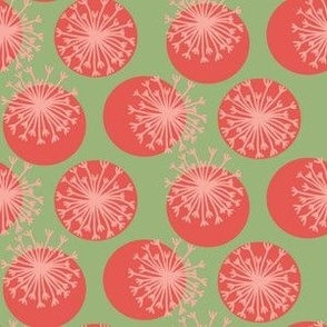 Puffballs-Dandy Lion Abstract-Green and Pink Palette