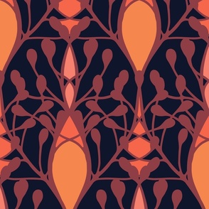 Art Nouveau tassels passementerie orange black jumbo wallpaper bedding scale 12 by Pippa Shaw