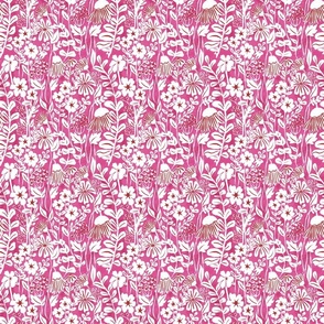 Block print floral dark pink and red_MINI