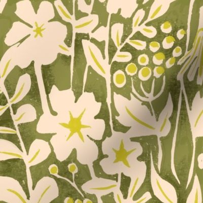 block print florals spring green-MEDIUM