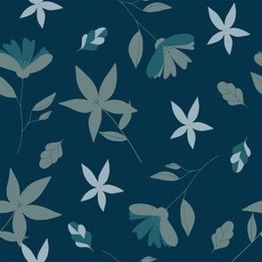 Teal and Navy Floral Flowers