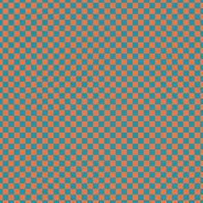 Deep Blue and Orange Check- Small- 1"x1"
