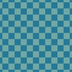 Blue and Teal Check Pattern- Small- 1"x1"