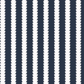 Micro | Contemporary Geometric Vertical Stripes: Modern Elegant White Botanical Floral Stripe Pattern on Dark Blue Background for Garden Upholstery, Home Office Wallpaper, and Timeless Bathroom Home Décor with Neutral Color Palette