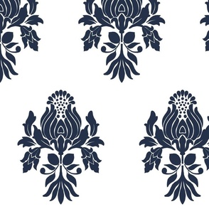 Floral Damask in white background