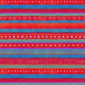 Stripes, Circles - Red and Blue