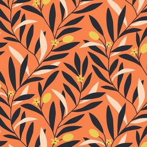 Olive branch pattern in red