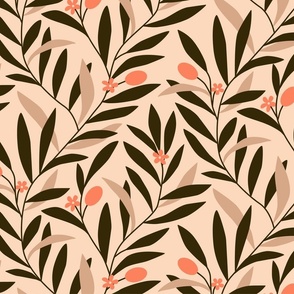 Olive branch pattern in brown