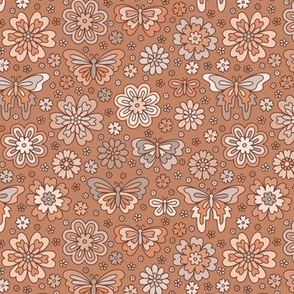 Butterfly Floral: Brown Neutrals (Small Scale)