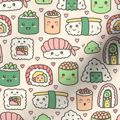 Kawaii Sushi: Green & Orange (Large Scale)