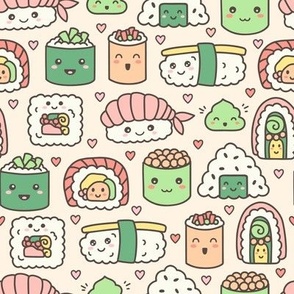 Kawaii Sushi: Green & Orange (Large Scale)