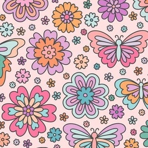 Butterfly Floral: Pastels (Medium Scale)