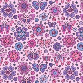 Butterfly Floral: Pinks & Purples (Small Scale)