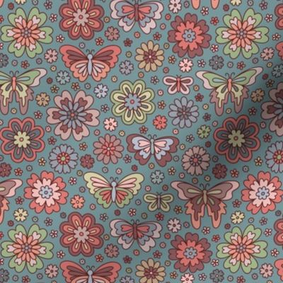 Butterfly Floral: Vintage Fabric Colorway (Small Scale)