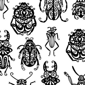 Decorative Beetles: Black on White (Small Scale)