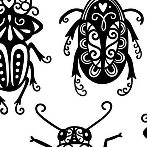 Decorative Beetles: Black on White (Large Scale)