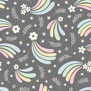 Galaxy Floral on Gray (Large Scale)