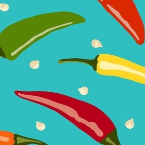 Hot Peppers on Aqua (Large Scale)