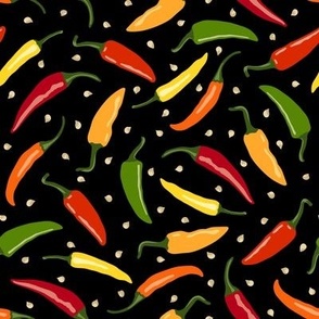 Hot Peppers on Black (Small Scale)