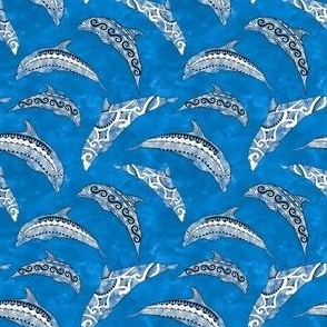 Small Blue and WhiteTribal Dolphins Ocean Animals