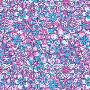 Funky Floral in Pink, Purple, & Blue (Small Scale)