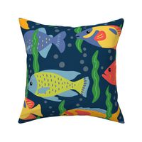 Bold Fish on Dark Blue (Large Scale)