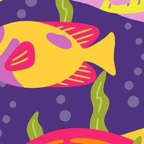 Bold Fish on Purple (Large Scale)