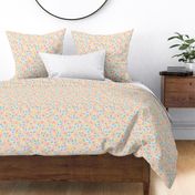 Inky Floral: Peach Blue Yellow Green (Medium Scale)