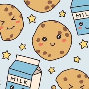Cookies & Milk & Stars on Blue (Large Scale)
