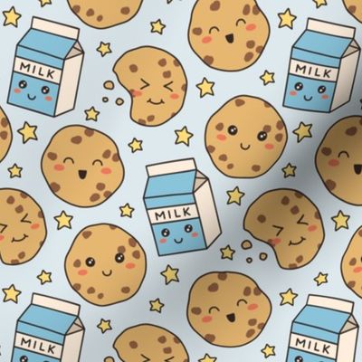 Cookies & Milk & Stars on Blue (Medium Scale)