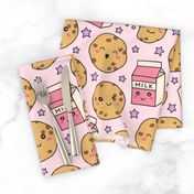 Cookies & Milk & Stars on Pink (Large Scale)