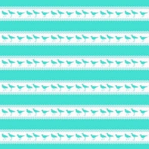 Micro Turquoise White Coastal Sandpiper Bird Minimalist Stripes