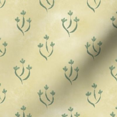 Garden formal simple floral triplet - gold and green - small scale flowers