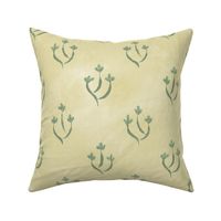 Garden formal simple floral triplet - sage green flowers on gold