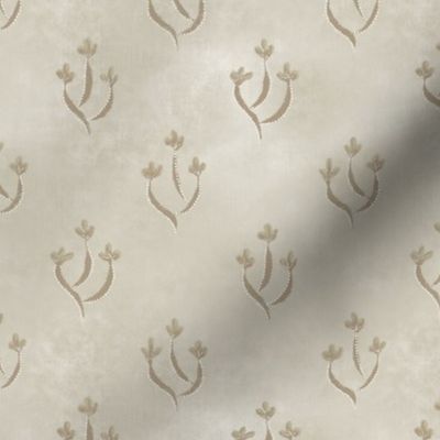 Garden formal simple floral triplet - taupe - small scale flowers
