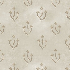 Garden formal simple floral triplet - taupe - small scale flowers
