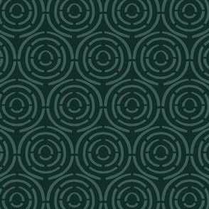 Medium Geometric Abstract Broken Line Circles Dark Green